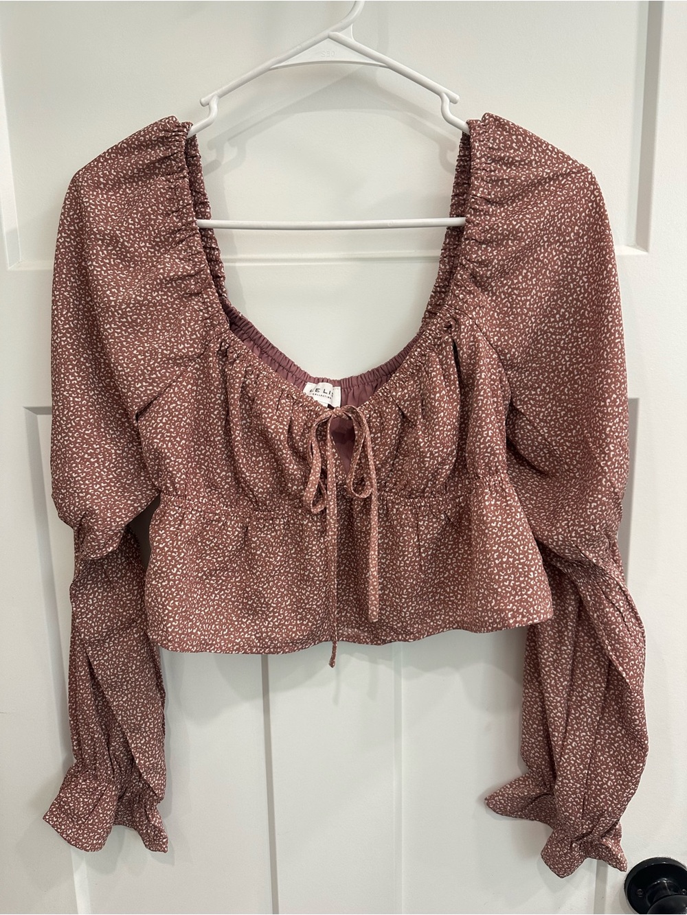Le Lis Dusty Rose Smocked Crop Top